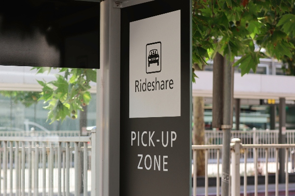 Sign indicating rideshare pickup zone