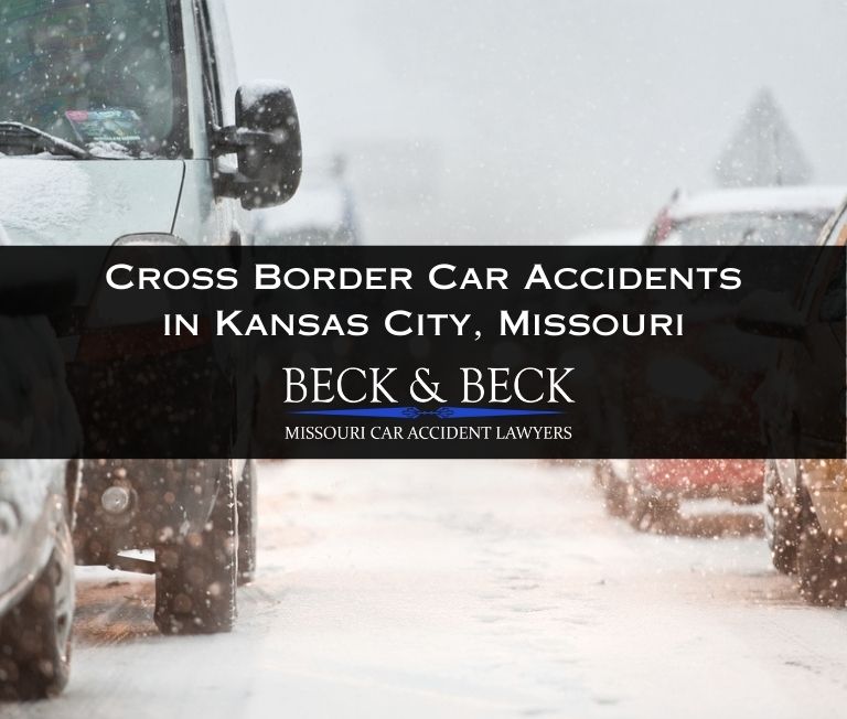 cars in heavy traffic on a snowy day in kansas city missouri