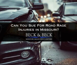 Image of two damaged cars after an accident caused by road rage in Missouri