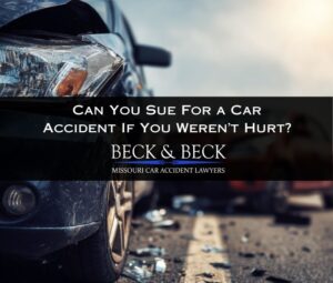 Close-up of a damaged car after a Missouri auto accident, representing a legal case handled by Beck & Beck Missouri Car Accident Lawyers.