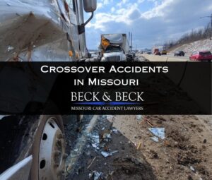 Semi-truck and multiple vehicles involved in a crossover crash on a Missouri highway, illustrating a serious accident case handled by Beck & Beck Missouri Car Accident Lawyers.