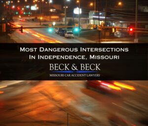 Dangerous intersection at night in Independence, Missouri related to an auto accident case handled by Beck & Beck Missouri Car Accident Lawyers