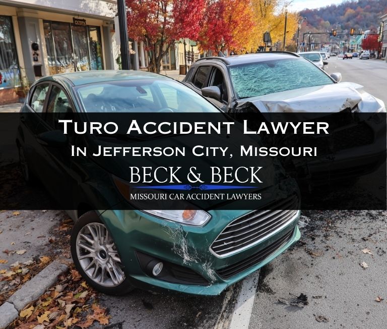 Car crash involving a Turo rental car in Jefferson City illustrating a case handled by Beck & Beck Missouri Car Accident Lawyers