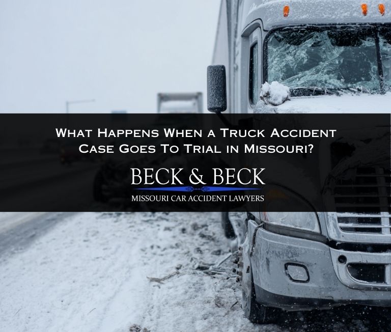 Highway truck accident involving multiple vehicles in the winter in Missouri related to a case handled by Beck & Beck Missouri Car Accident Lawyers