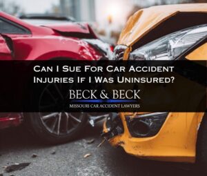 Accident involving an uninsured driver illustrating if you can sue for car accident injuries if you didn't have insurance in Missouri