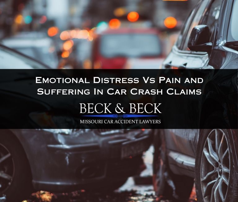 Car accident in St. Louis, Missouri illustrating the difference between emotional distress and pain and suffering in Missouri car accident claims
