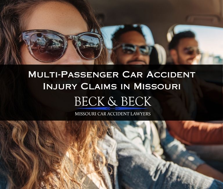 Car with multiple passengers carpooling to work in heavy traffic in St. Louis, Missouri