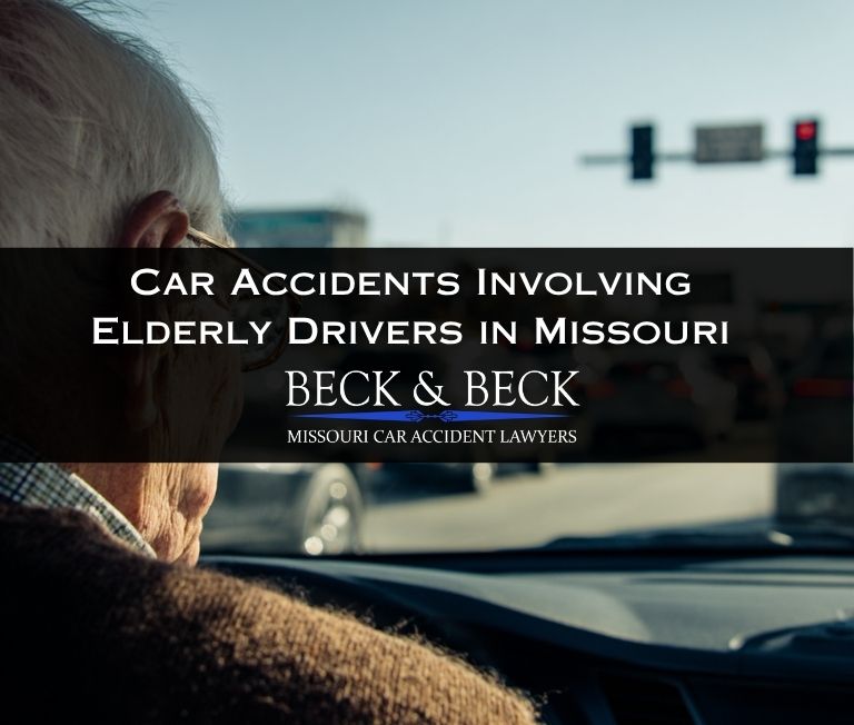 Elderly driver in heavy traffic in St. Louis, Missouri