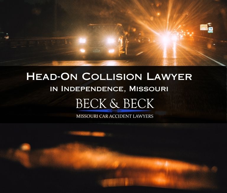 Video still from dashcam footage showing a driver going the wrong-way just before a head-on collision in Independence, Missouri