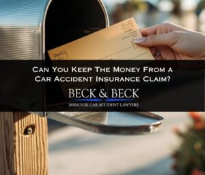 Car accident victim at her mailbox receiving money from a car accident insurance claim in St. Louis, Missouri