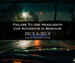 Car driving at night without it's headlights on in St. Louis, Missouri