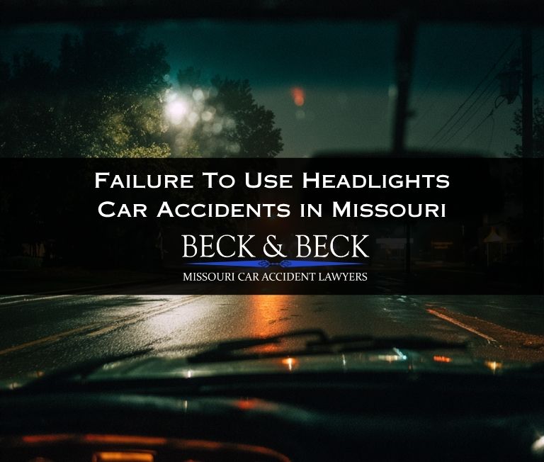 Car driving at night without it's headlights on in St. Louis, Missouri