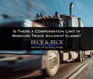 Speeding truck out of control in Missouri illustrating compensation limits in Missouri truck accident claims