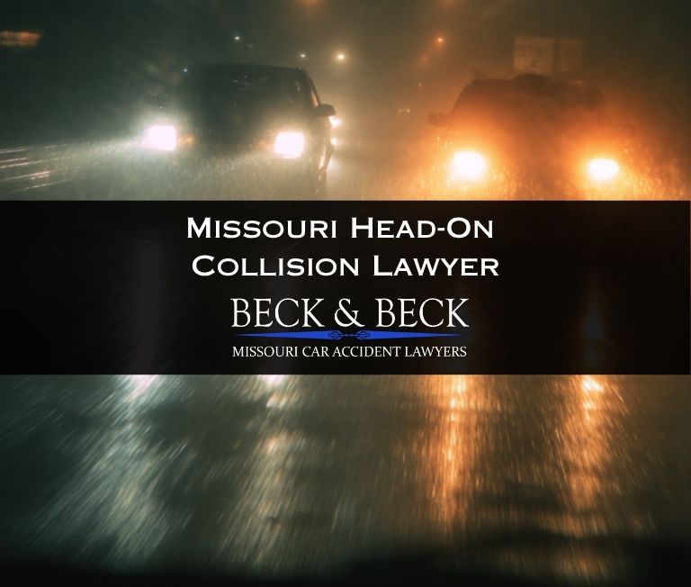 Driver going the wrong-way at night in downtown St. Louis illustrating the danger of head-on collisions in Missouri