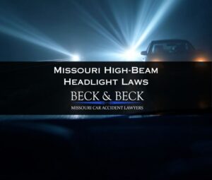 Driver in Missouri with extremely bright high-beam headlights on the freeway