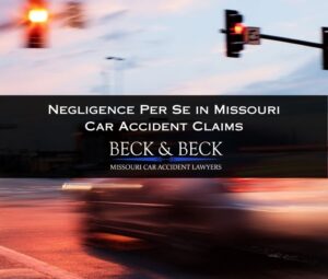 Driver speeding through a red light in St. Louis, Missouri illustrating negligence per se in Missouri car accident claims
