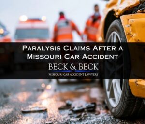 EMTs assisting a car accident victim with spinal cord damage in Missouri