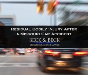 Car speeding through a red light in St. Louis, Missouri just before an accident resulting in residual bodily injuries
