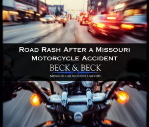 Motorcycle rider in heavy traffic in St. Louis, Missouri