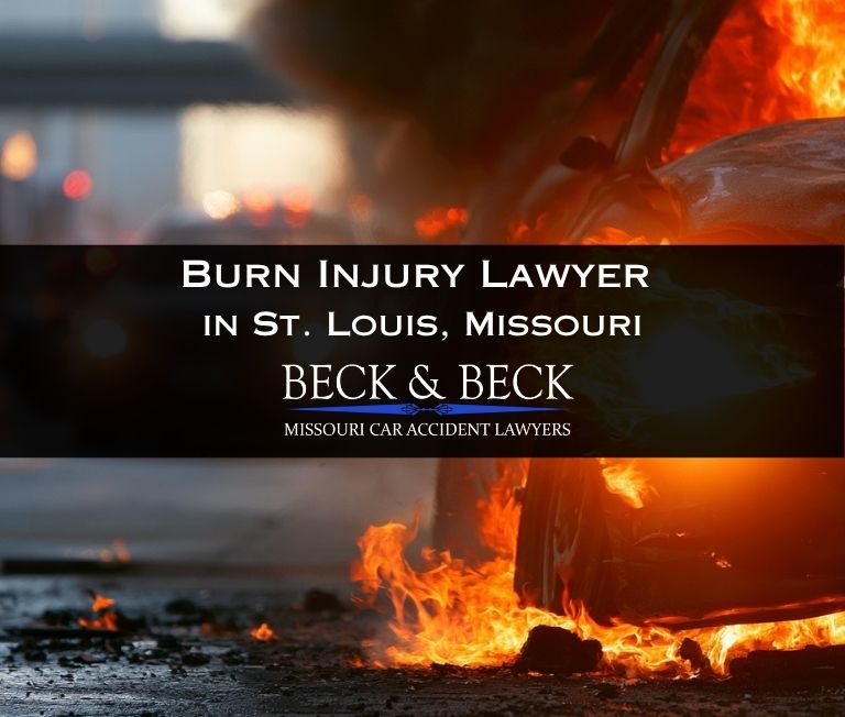 Car on fire after a highway collision in St. Louis, Missouri