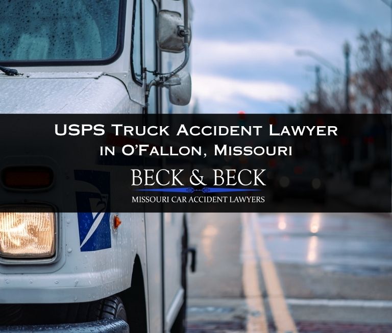 USPS mail truck in traffic in O'Fallon, Missouri