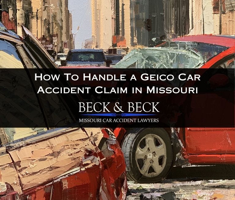 Car crash in downtown St. Louis, Missouri related to a Geico insurance claim