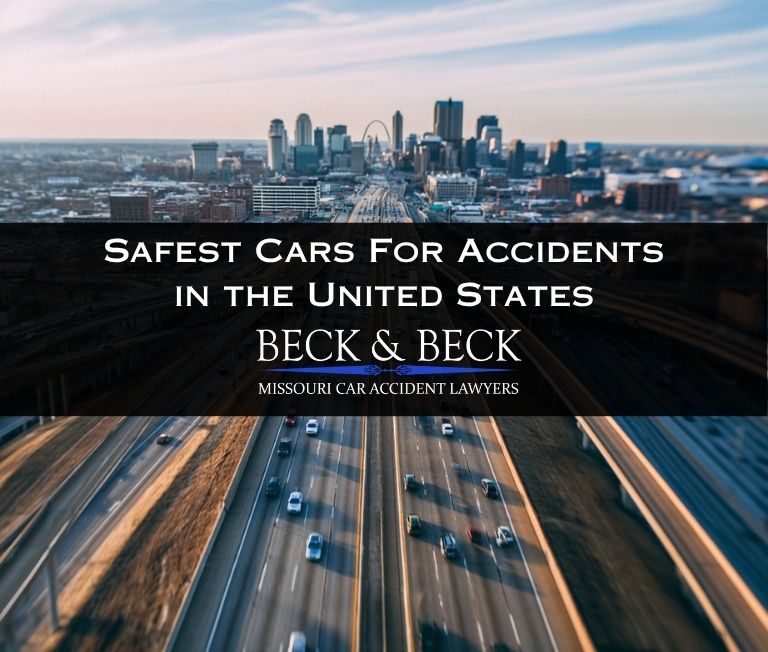 Aerial view of traffic on the freeway in St. Louis safest cars for car accidents in the United States