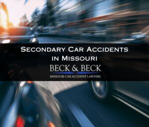 Car swerving to avoid a stopped car in traffic in St. Louis, Missouri