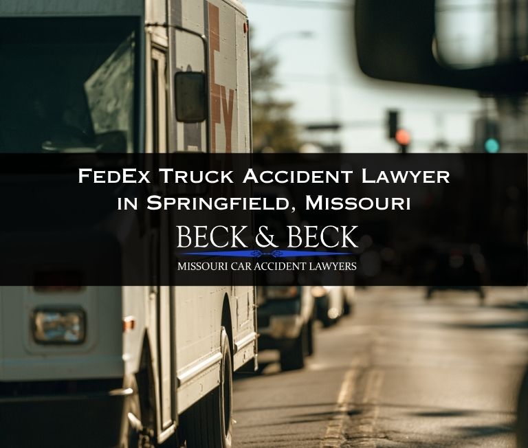 FedEx delivery truck in traffic in Springfield, Missouri