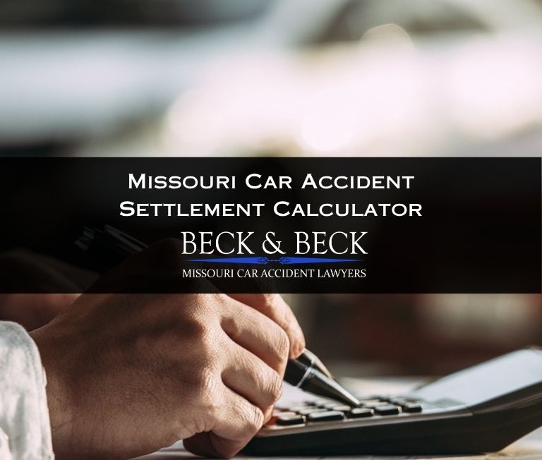 Car crash victim using a Missouri car accident settlement calculator