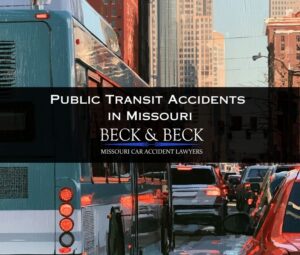 City bus in traffic in St. Louis, Missouri