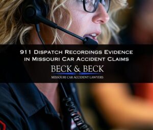 911 dispatch receptionist speaking with a caller about a car accident in Missouri