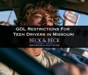 Teen driver in traffic in Joplin, Missouri