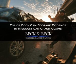 View from police body cam footage of a car crash scene in Missouri