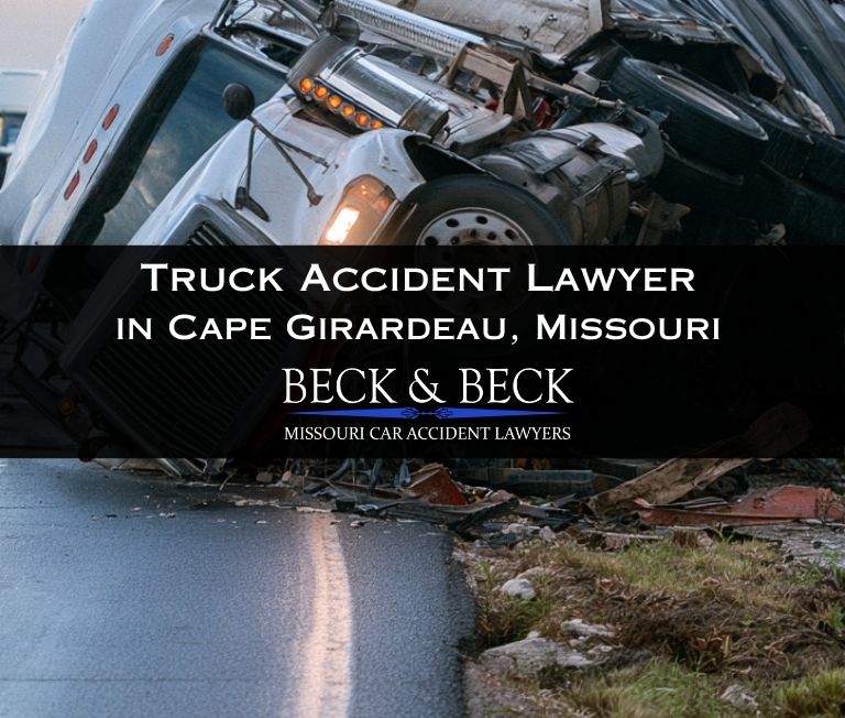 Semi-truck crashed on the side of the highway in Cape Girardeau, Missouri